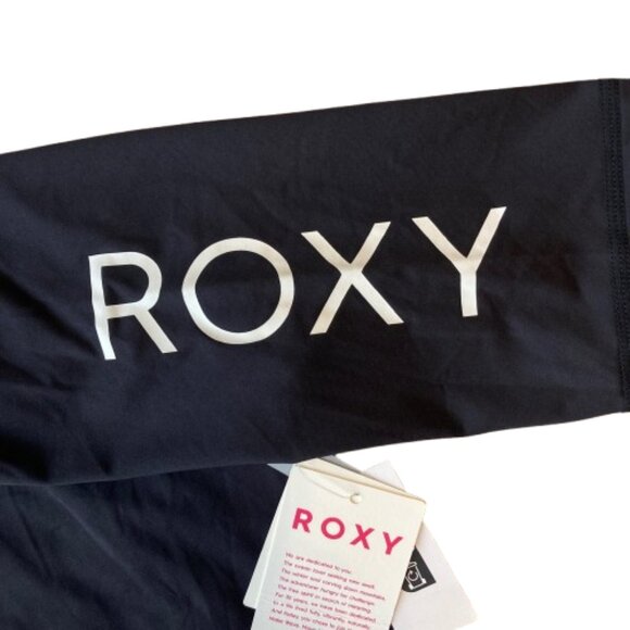 ROXY Whole Hearted Short Sleeve Rash Guard Swim Shirt Women’s Small S Black NWT - Picture 4 of 7